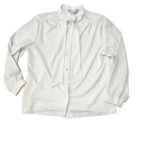Vintage Blair Women Secretary Tie Bow shirt Blouse Retro Golden Girls M